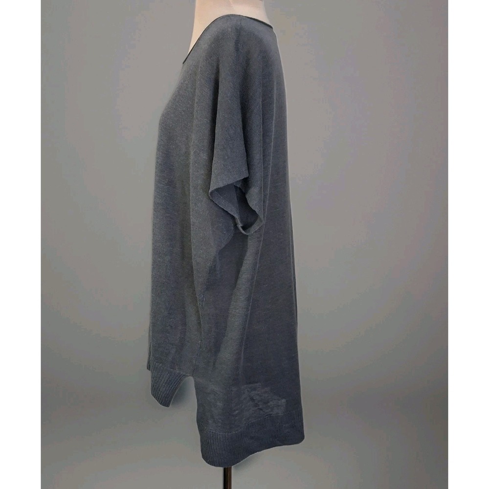 Eileen Fisher Sm Gray Short Sleeve Linen Tunic Sweater Quiet Luxury Old Money - Picture 2 of 9